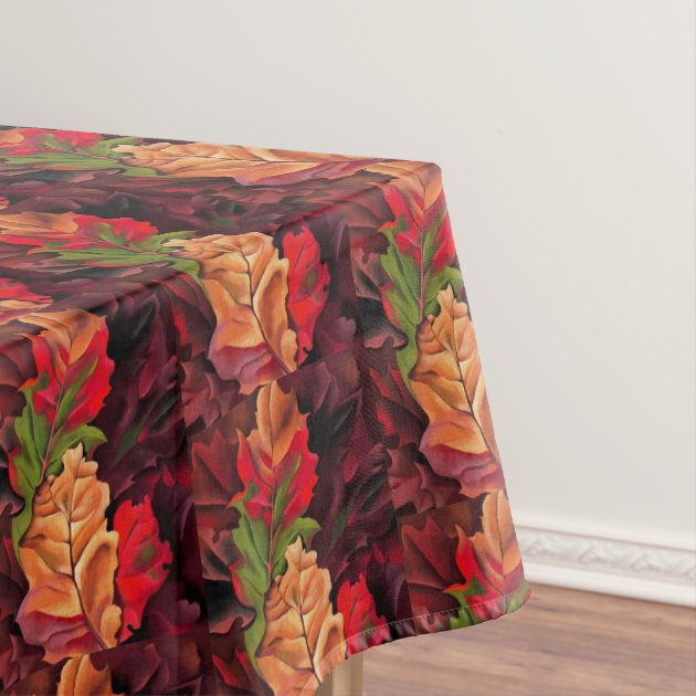 Assorted Colors & Sizes Red Brown Gold Green Autumn Fall Leaves Vinyl Tablecloth